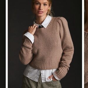 Maeve by Anthropologie Crew Neck Puff Sleeve Sweater XS